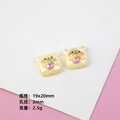 Plating Adorable Butter Bear Resin Beads Glossy Pastel Charms 20pcs 9