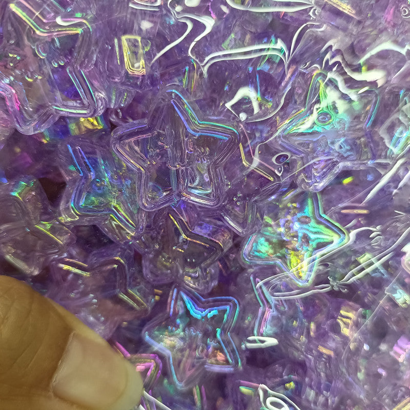 Transparent Smiley Star Acrylic Beads 22mm UV Plating 100pcs 4