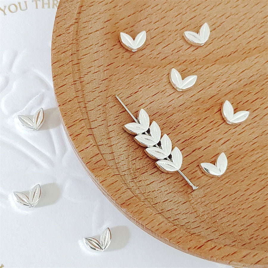 Alloy Wheat Ear Spacer Beads 7mm 100pcs Tibetan Silver and Gold Tone 2