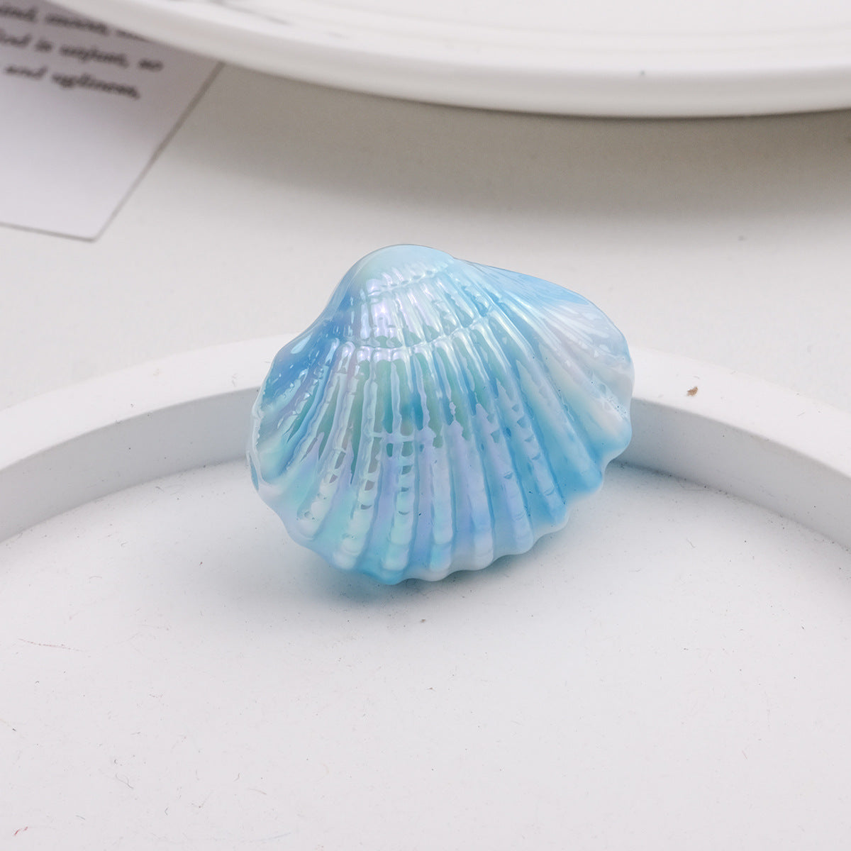 Plating Shell Acrylic Beads 30mm Two Tone Iridescent Scallop 10pcs 10