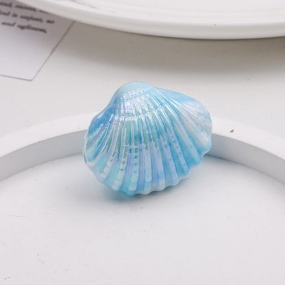 Plating Shell Acrylic Beads 30mm Two Tone Iridescent Scallop 10pcs 10
