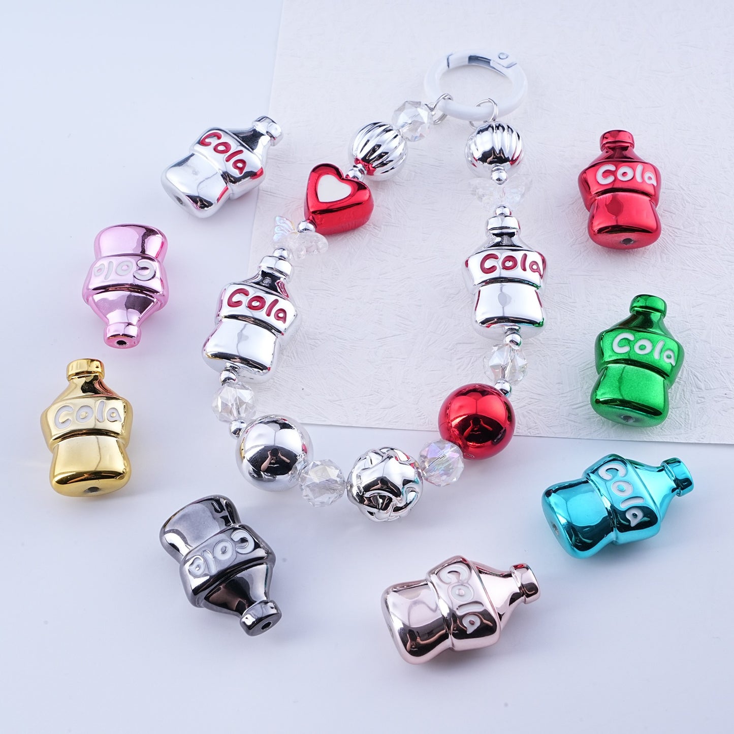 Plating Cola Bottle Acrylic Beads 19-30mm Metal Colored 20pcs 3