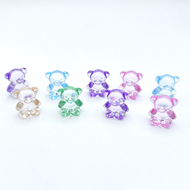 Transparent Bear Bunny Acrylic Beads 18-24mm Candy Colors 10pcs