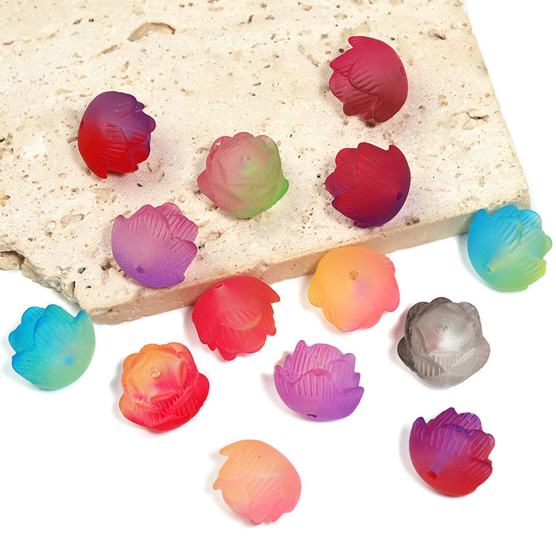 Matte Gradient Lotus Acrylic Beads 21mm 3D Floral Design 50pcs 6
