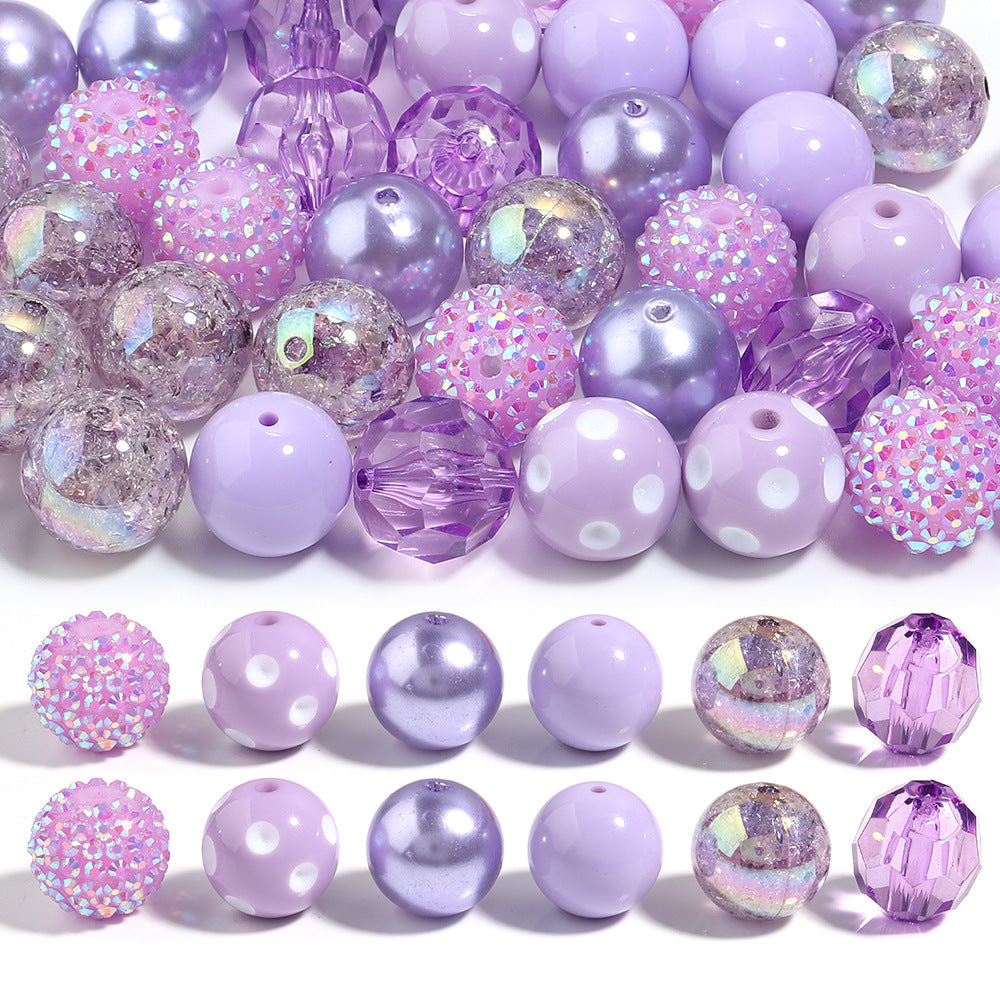 Multi-Color Bubblegum Beads 20mm Vibrant Solids Stripes Polka Dot Rhinestone 120pcs 11