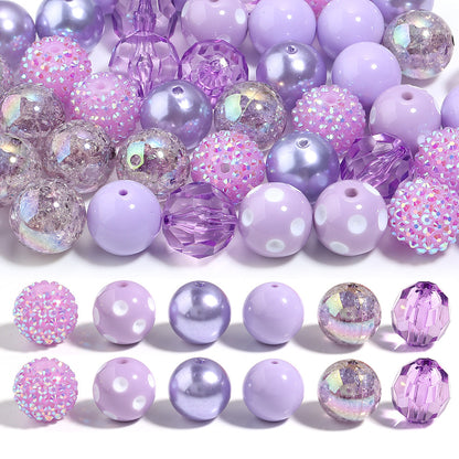 Multi-Color Bubblegum Beads 20mm Vibrant Solids Stripes Polka Dot Rhinestone 120pcs 11