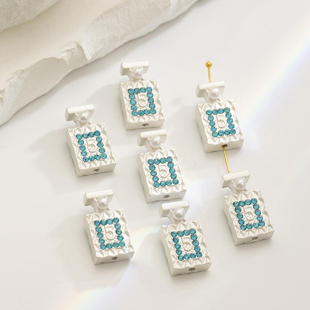 Perfume Bottle Rhinestone Beads 21x11mm Alloy Embeded 10pcs 2
