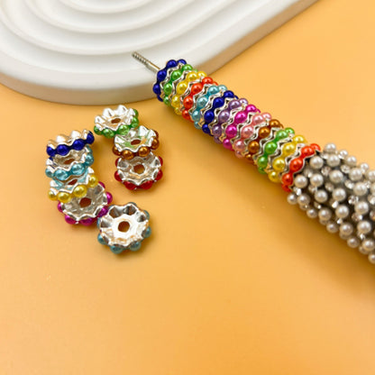 Alloy Wave Spacer Beads 12mm Immitation Pearl 100pcs