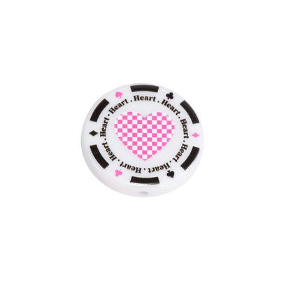 Flat Acrylic Beads 31mm Texas Chip Card Suits Printed 10pcs 7