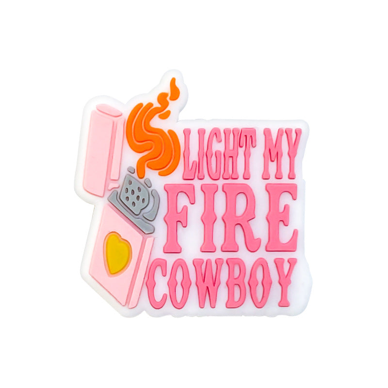 Silicone Focal Beads Lighter Light My Fire Text 20pcs 7
