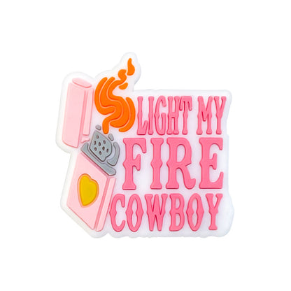 Silicone Focal Beads Lighter Light My Fire Text 20pcs 7