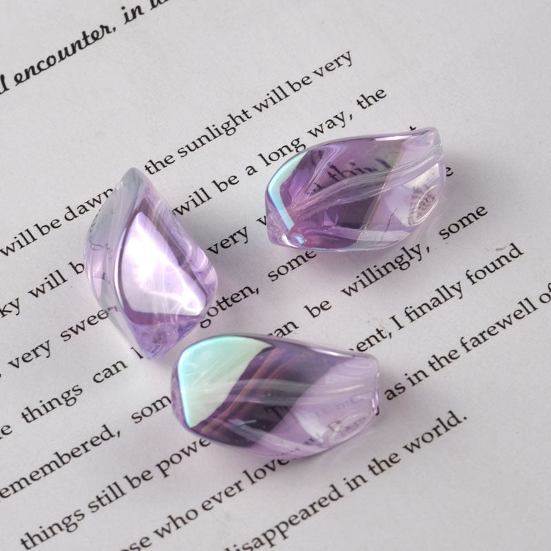 Transparent Plating Twisted Acrylic Beads 23.2×13.7mm Mixed Colors 50pcs 3