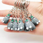 Cartoon Animal Mini Totoro Keychain PVC with Green Leaf Accent 3