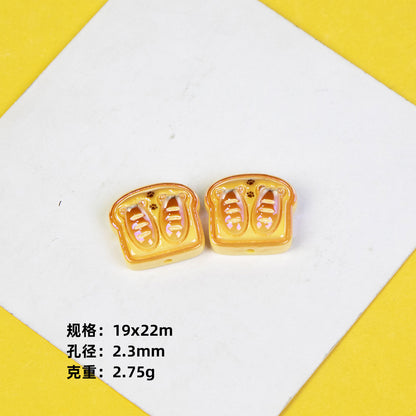 Plating Small Animal Bread Series Resin Beads Glossy Golden Brown 20pcs 12