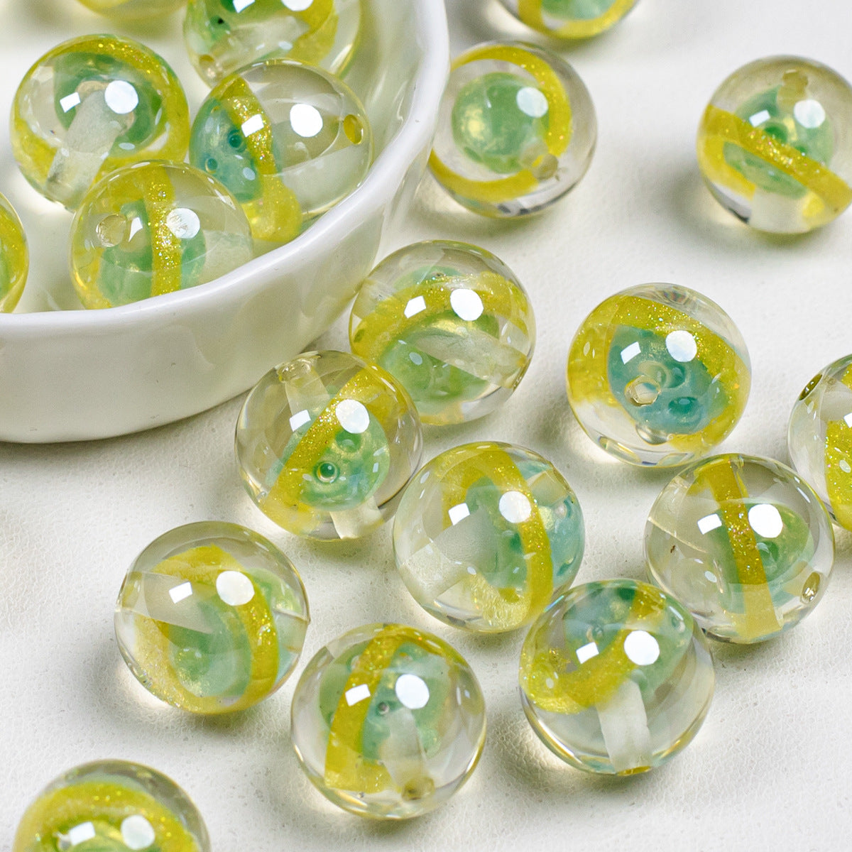 Clear Planet Halo Round Resin Beads 16mm Multicolor 10pcs 11
