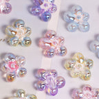 Plating Irregular Five-petal Flower Acrylic Beads 17mm Clear 20pcs 2