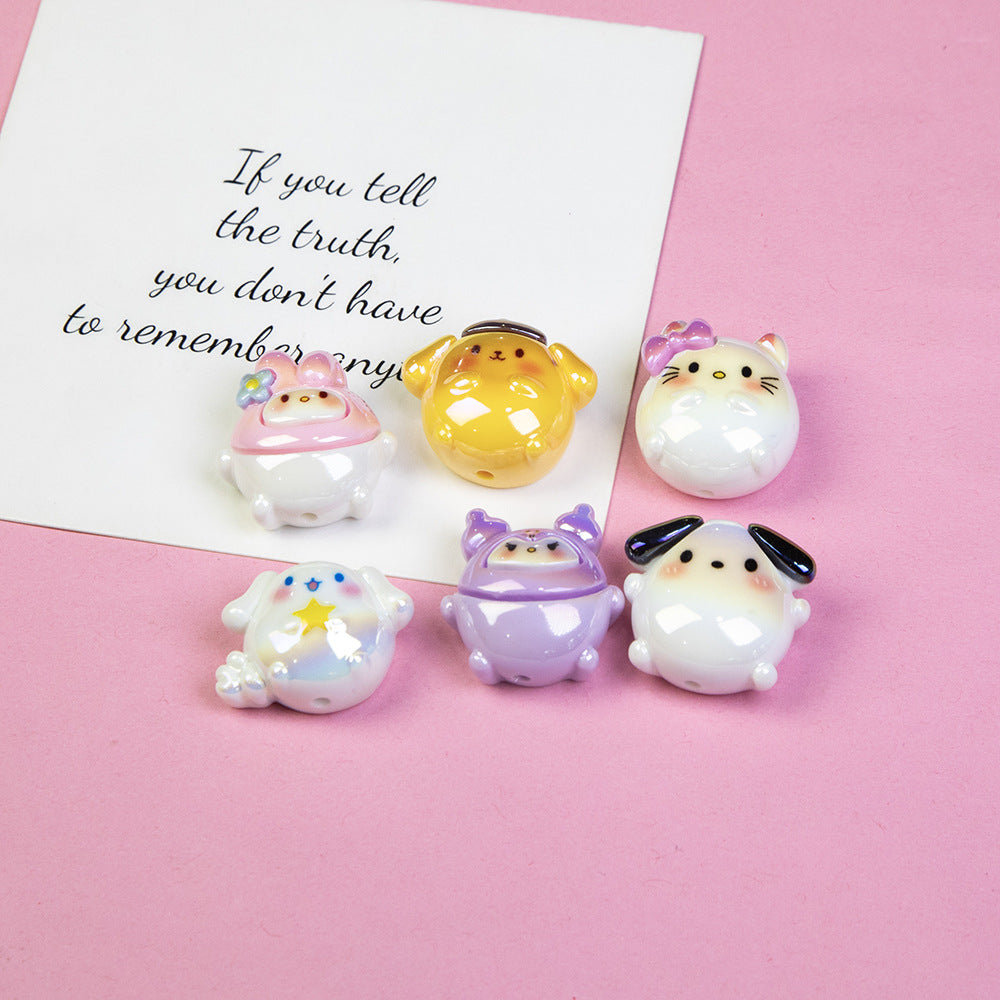 Chubby Sanrio Character Resin Beads Glossy Pastel Spheres 20pcs 2