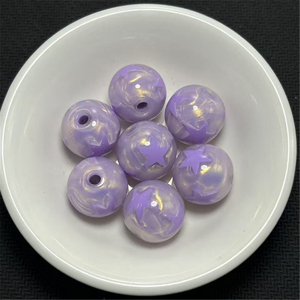 Gilded Silk Texture Star Pattern Acrylic Beads 16mm Mixed Colors 100pcs 11