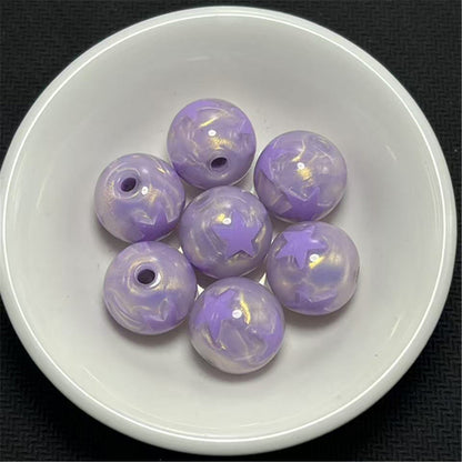 Gilded Silk Texture Star Pattern Acrylic Beads 16mm Mixed Colors 100pcs 11