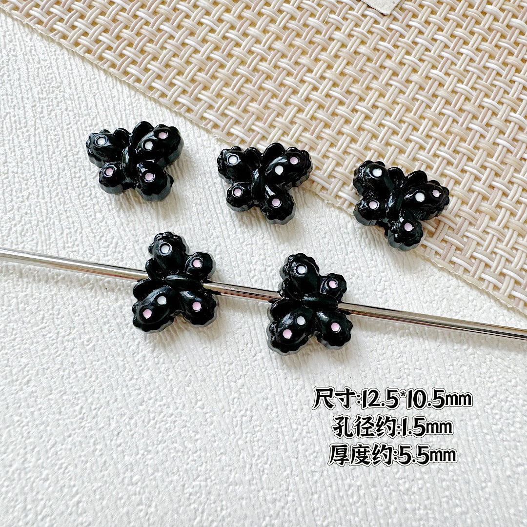 Puppy Butterfly Metal Beads 14mm 12mm Glossy Baked Finish 10pcs 23