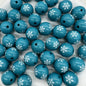 Printed Bubblegum Beads 20mm Pastel Purple Snowflake Pattern 10pcs 15