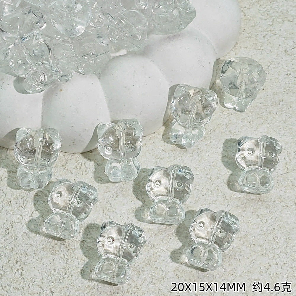 Gradient 3D Cat Figurine Glass Beads 20mm Pastel Colors 20pcs 7