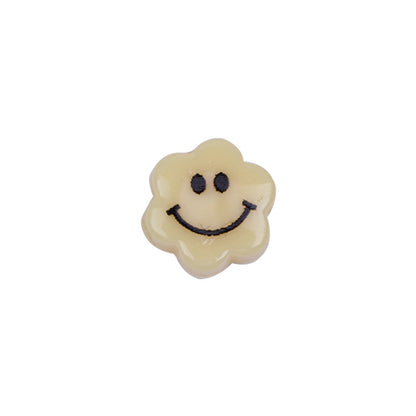 Flower Acrylic Beads 6-9mm Smiling Face Flat Pastel Mixed 100pcs 13