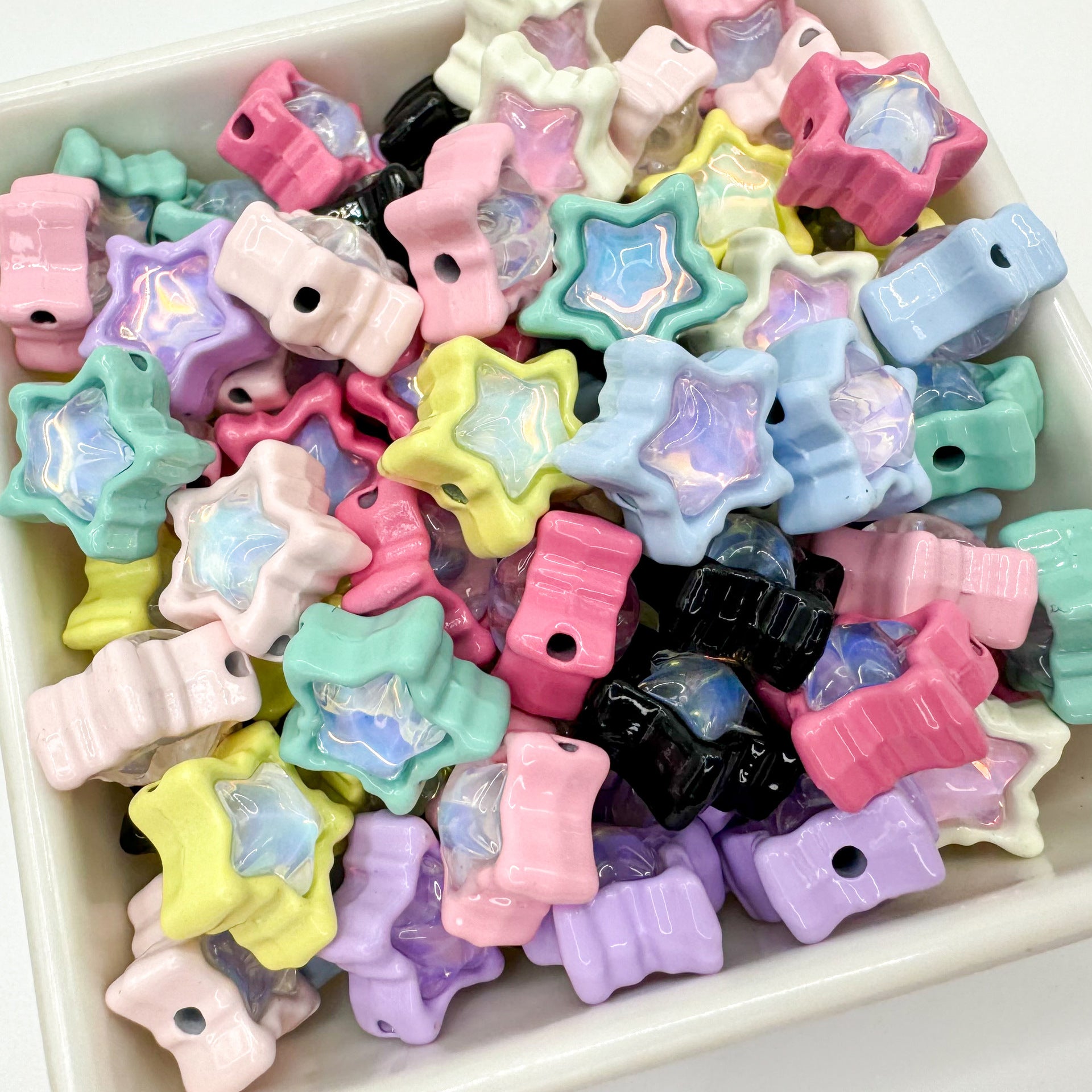 Star Metal Beads 13mm Baking Painted Zircon Embedded 10pcs 4