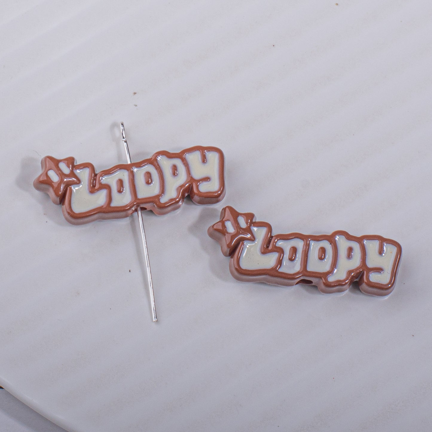 Painted Loopy Acrylic Beads 12x33.6mm Double Color Small Beaver Plate 10pcs 4