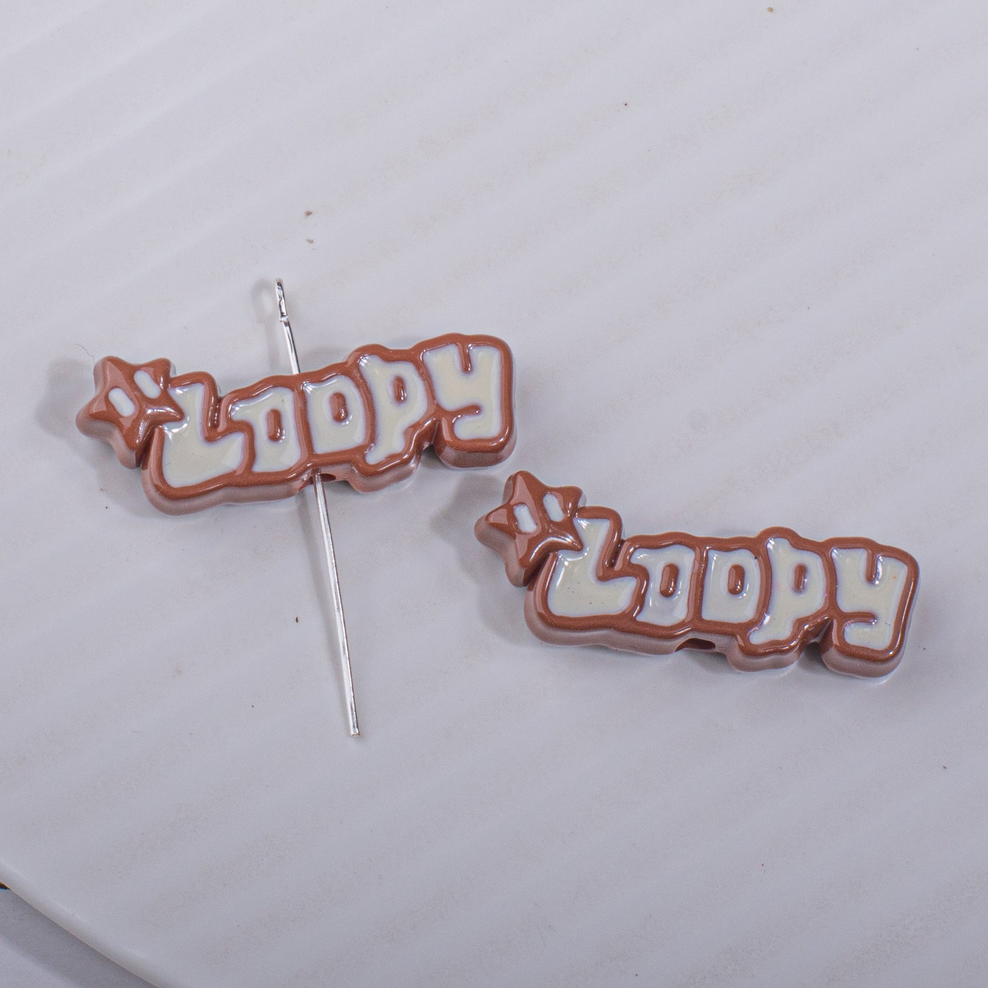 Painted Loopy Acrylic Beads 12x33.6mm Double Color Small Beaver Plate 10pcs 4