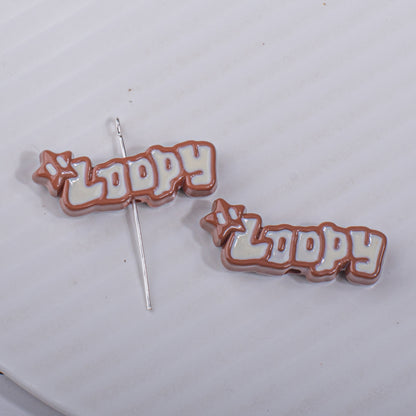 Painted Loopy Acrylic Beads 12x33.6mm Double Color Small Beaver Plate 10pcs 4