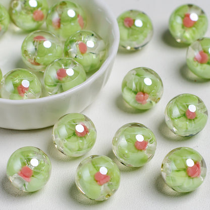 Sweet Bow Inside Resin Round Acrylic Beads 16mm 10pcs 12
