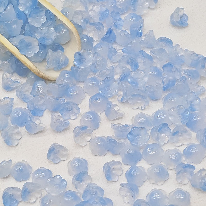 Campanula Flower Glass Beads 7x12mm Frosted Glossy Pastel 50pcs 15