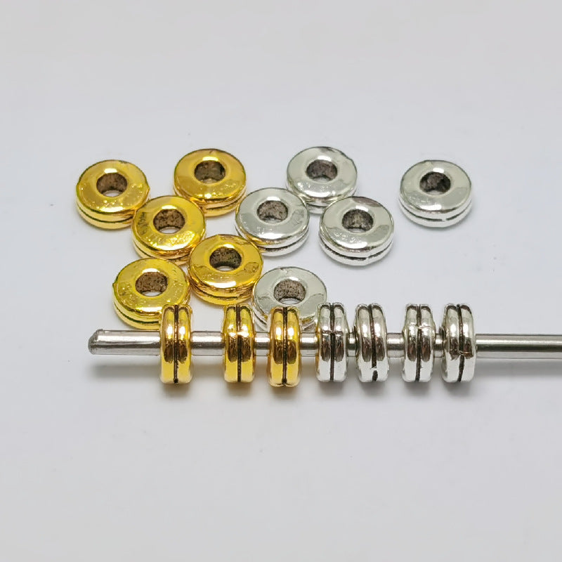 Alloy Double-Layer Spacer Beads 5mm 6mm Antique Gold Silver 100pcs