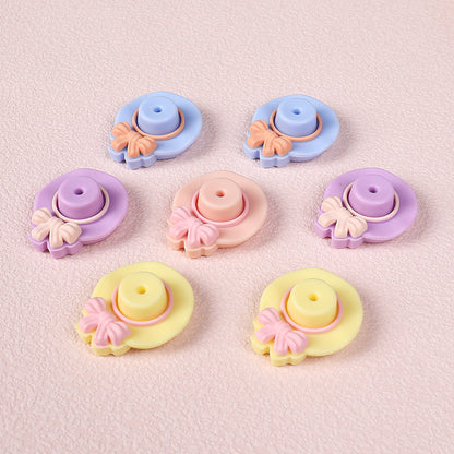 Silicone 3D Focal Beads Bow Hat With Bow Detail 20pcs 2