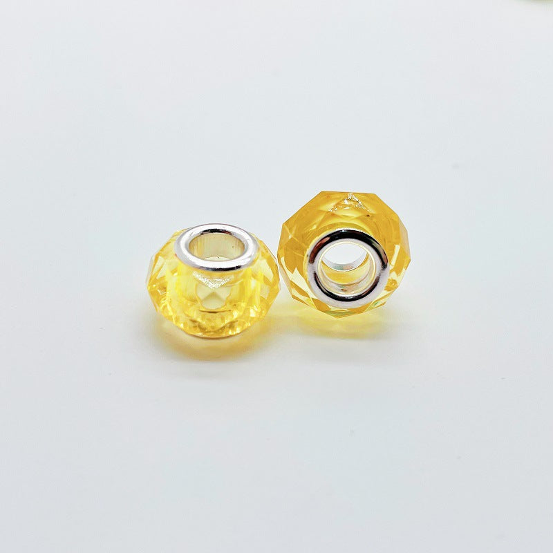Acrylic Faceted Spacer Beads 14mm Transparent Large Hole 50pcs 16