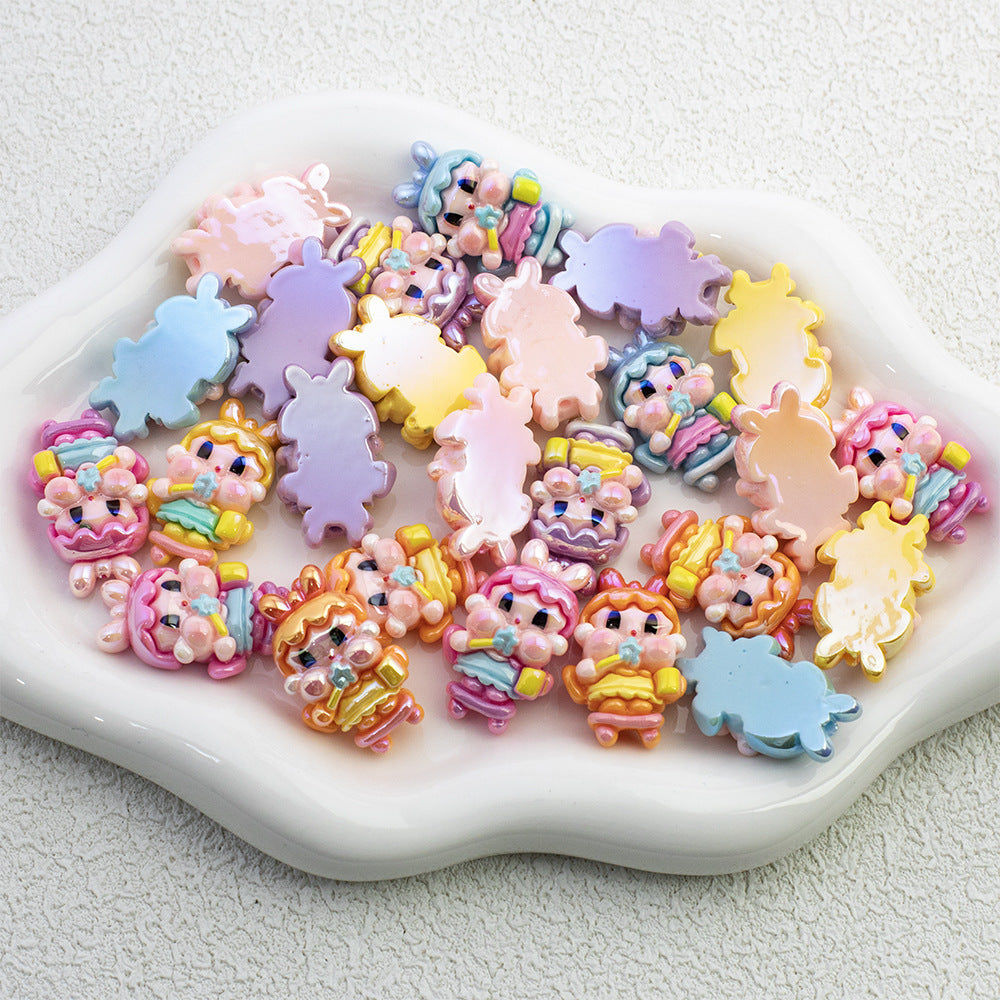 Plating Pop Resin Beads 30mm Crybaby Brushing Teeth Character 10pcs