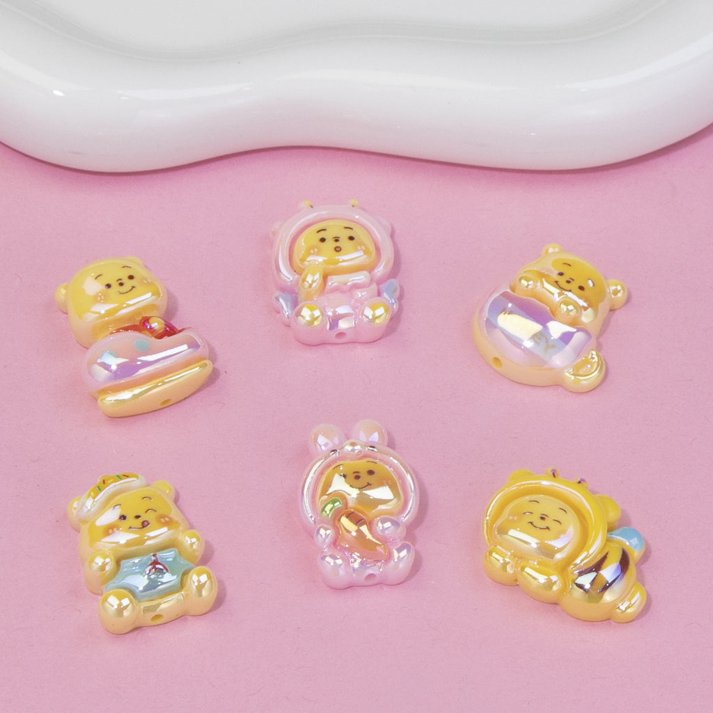 Glossy Pastel Resin Bear Resin Beads Playful Charm 10pcs 4