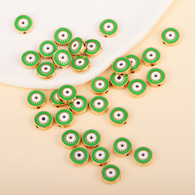 Irregular Shaped Metal Beads Double-Sided Enamel Evil Eye 20pcs 30