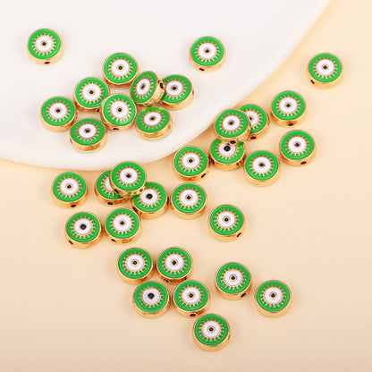 Irregular Shaped Metal Beads Double-Sided Enamel Evil Eye 20pcs 30