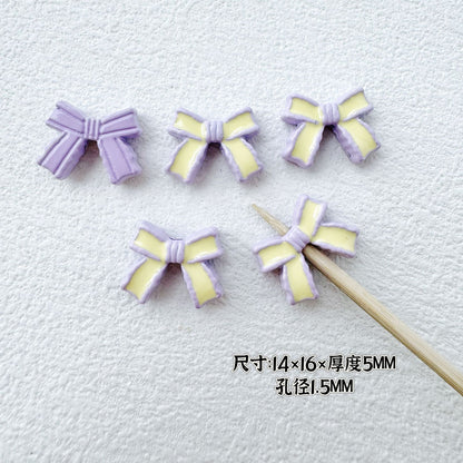 Bow Metal Beads 14mm 16mm Baking Painted Two-Color Alloy 10pcs 11