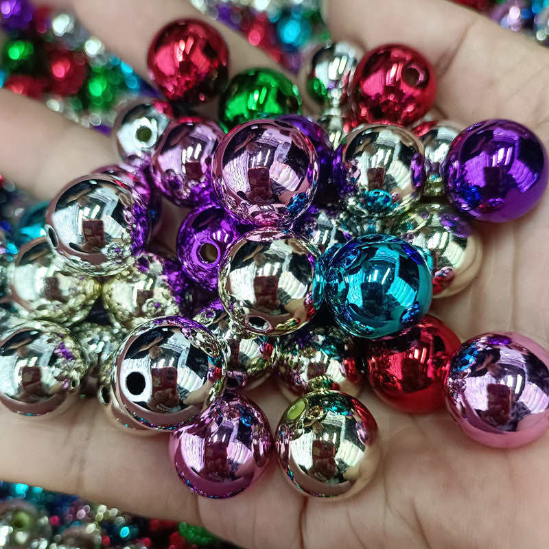 Plating Round Acrylic Beads 16mm Metallic Color Mirror Shine 100pcs 6