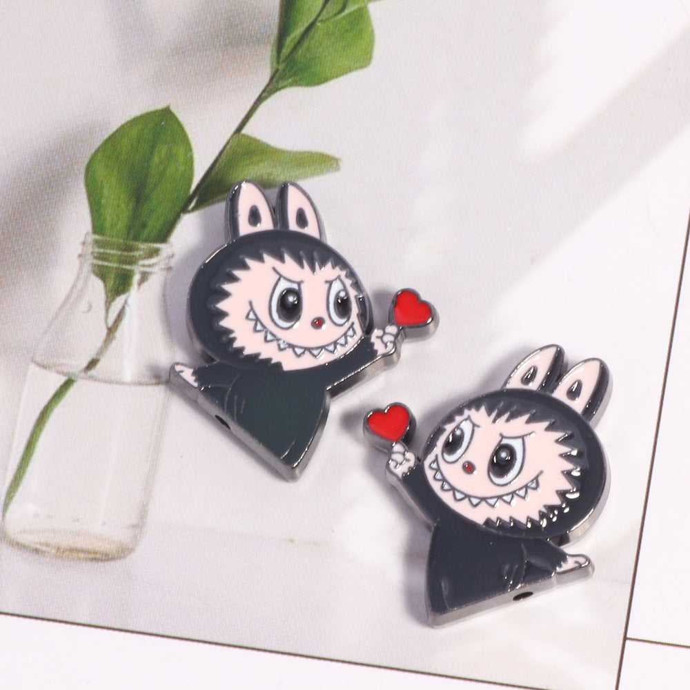 Finger Heart Pose Metal Beads 20mm Enamel Alloy 5pcs 8