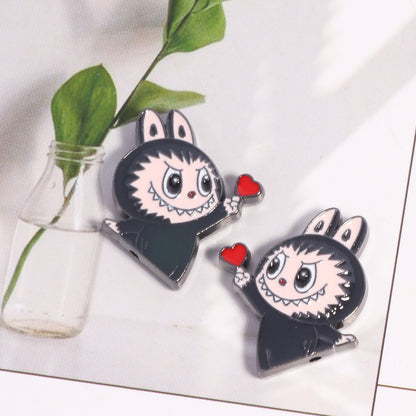 Finger Heart Pose Metal Beads 20mm Enamel Alloy 5pcs 8