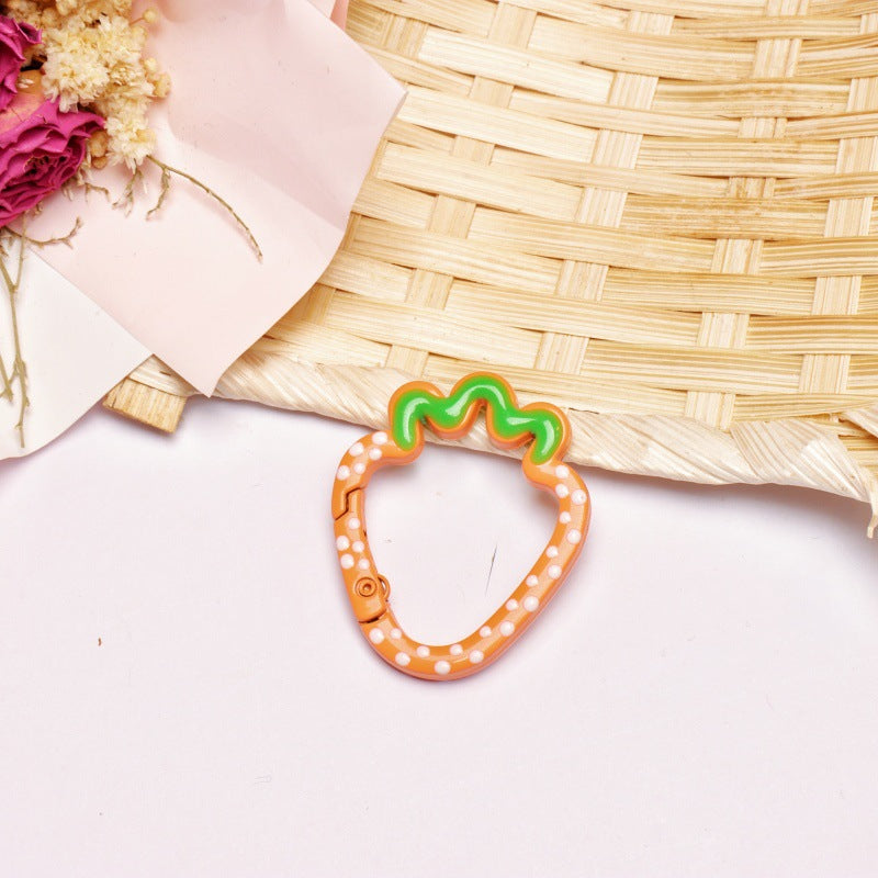 Alloy 37mm Strawberry Shaped Trigger Spring Keyrings 4pcs 16