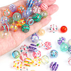Hand Painted Hollow Polka Dotted Blown Glass Beads 14mm 4pcs 3