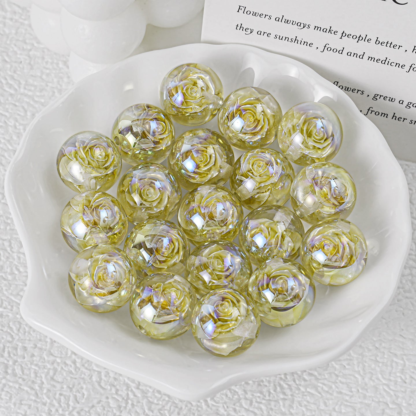 Twilight Rose Resin Beads 16mm Round Mixed Colors 20pcs 9
