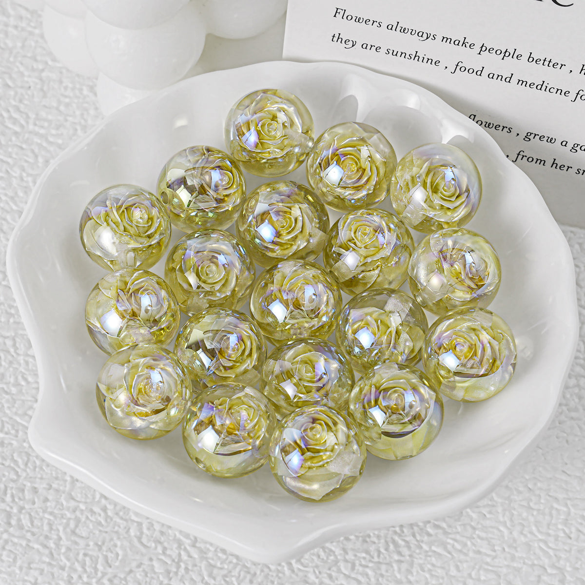 Twilight Rose Resin Beads 16mm Round Mixed Colors 20pcs 9