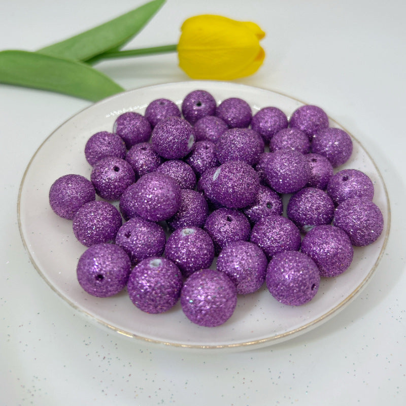 Glitter Round Acrylic Beads 16mm Colorful Powder Wrapped 50pcs 9