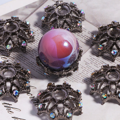 Alloy Rhinestone Bead Caps 17mm Inlaid Detailed 10pcs 7